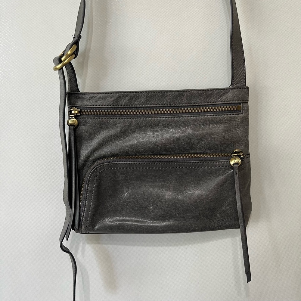 Hobo Cassie Gray Leather Crossbody Bag